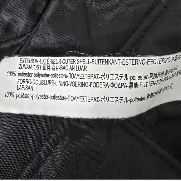 Zara Man Diamond Quilted Full Zip Jacket Packable Hood Men L Black Lightweight - Picture 12 of 12